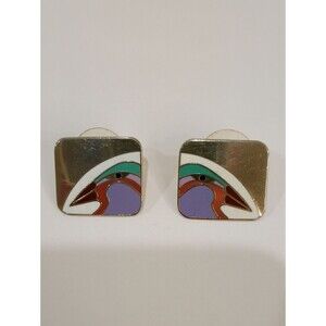 Laurel Burch Gold Bird Enamel Earrings - Vintage 1980s